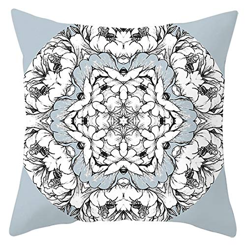 Cinnanal Kissenbezüge Herbst Kissenbezug Quadrat Blumenmuster Flachs Zierkissenbezüge Kissenbezüge Junge Kissenbezug Kinder Dekorative Kissen Für Das Sofa Im Wohnzimmer Blau Grau Weiß 50X50Cm von Cinnanal