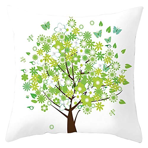 Cinnanal Kissenbezüge Landhausstil Kissenbezug Wasserdicht Outdoor Blumen Blatt Baum Schmetterling Vögel Samt Zierkissenbezüge Ethno XL Dekorative Für Das Sofa Im Wohnzimmer Weiß Grün 40X40Cm von Cinnanal