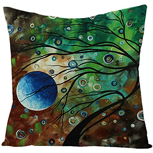 Cinnanal Kissenbezüge Modern Kissenhülle Couch Baum-Kunst-Malerei Seide Zierkissenbezüge Edel Natur Dekorative Für Das Sofa Im Wohnzimmer Schwarz-Orange-Lila 50X50Cm von Cinnanal