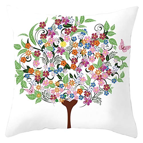 Cinnanal Kissenbezüge Ostern Kissenhülle Nackenrolle Baum Verlässt Blumen Flachs Zierkissenbezüge Aesthetic Kissenbezug Jungs Dekorative Für Das Sofa Im Wohnzimmer Weiß Grün Rosa 40X40Cm von Cinnanal