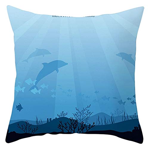 Cinnanal Kissenbezüge Ostern Kissenhülle Wasserdicht Delphin-Algen Seide Zierkissenbezüge Kissenbezüge Kinderzimmer Kissenhülle Jungs Dekorative Kissen Für Das Sofa Im Wohnzimmer Blau 40X40Cm von Cinnanal