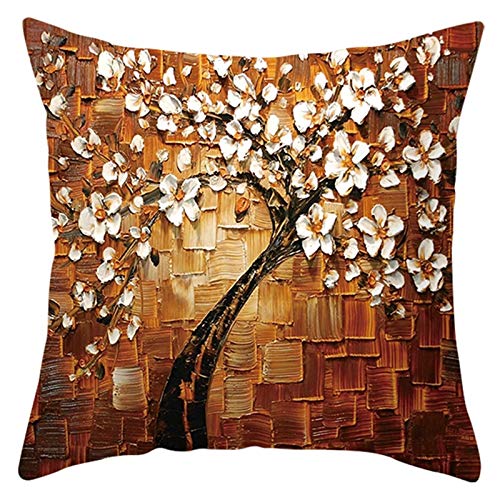 Cinnanal Kissenbezüge Ostern Kissenhülle XXL Baum-Blumen-Malerei Samt Zierkissenbezüge Kissenbezüge XXL Kissenbezug Outdoor Dekorative Kissen Für Das Sofa Im Wohnzimmer Weiss-Braun 40X40Cm von Cinnanal