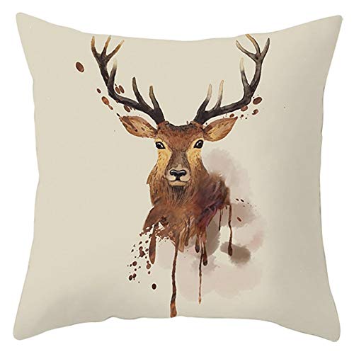 Cinnanal Kissenbezüge Uni Dekorativ Kissenbezug Hirsch-Muster Samt Zierkissenbezüge Kissenbezüge Ostern Kissenhülle Wasserdicht Dekorative Kissen Für Das Sofa Im Wohnzimmer Grau-Braun 40X40Cm von Cinnanal