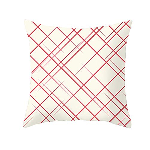 Cinnanal Kissenbezüge Zum Bedrucken Kissenhülle Leinen Quadratisches Gitter Flachs Zierkissenbezüge Dekokissen Strick Dekorative Für Das Sofa Im Wohnzimmer Weiß Rot 40X40Cm von Cinnanal