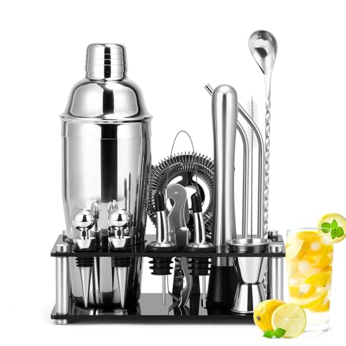 Cinnani 750ml Cocktail Shaker Set mit Ständer,15 Teiliges Edelstahl Cocktail Zubehör,Barkeeper Set,Bartender Set,Bar Tool Set,Professional Cocktail Mixing Set,Cocktail Geschenkset Cinnani 750ml Cocktail Shaker Set mit Ständer,15 Teiliges Edelstahl Cocktail Zubehör,Barkeeper Set,Bartender Set,Bar Tool Set,Professional Cocktail Mixing Set,Cocktail Geschenkset von Cinnani