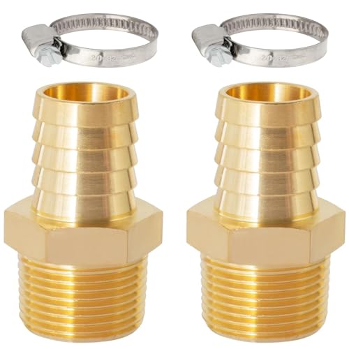 2 Stück Schlauchanschluss 1 Zoll (25mm) Messing Schlauchtülle Mit 2 Schlauchschellen (22-32mm), Schlauchverschraubung von Cinsersr