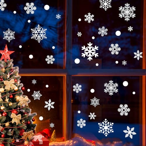 282 Stück Schneeflocken Fensterbilder - Selbstklebend, Wiederverwendbar für Winter - Fenstersticker für Fenster, Vitrine und Türen von Cinsersr