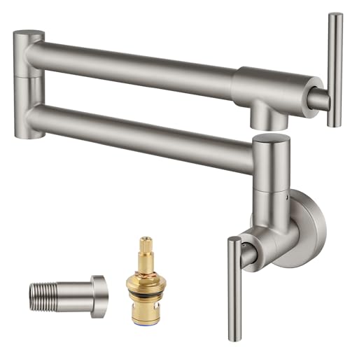 Cinwiny Gebürsteter Nickel Topffüller Wandhalterung Küche Restaurant Spüle Wasserhahn Edelstahl Dehnbarer kommerzieller Wasserhahn mit klappbarem Doppelgelenk Schwingarm Einloch Zwei Griffe Cinwiny Gebürsteter Nickel Topffüller Wandhalterung Küche Restaurant Spüle Wasserhahn Edelstahl Dehnbarer kommerzieller Wasserhahn mit klappbarem Doppelgelenk Schwingarm Einloch Zwei Griffe von Cinwiny