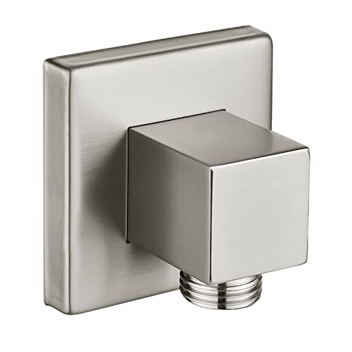 Cinwiny Quadratischer Wandanschluss-Winkel, massives Messing, gebürstetes Nickel für Handbrause, mit G1/2 Zoll Brauseschlauchanschluss NPT1/2 Zoll Wasseranschluss-Auslass mit Flansch Cinwiny Quadratischer Wandanschluss-Winkel, massives Messing, gebürstetes Nickel für Handbrause, mit G1/2 Zoll Brauseschlauchanschluss NPT1/2 Zoll Wasseranschluss-Auslass mit Flansch von Cinwiny