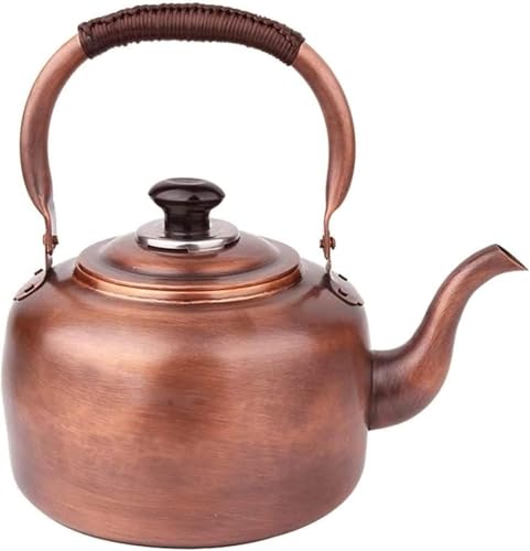 CioNeL Kupferner Pfeifkessel, 7-Liter-Teekanne im Vintage-Stil mit ergonomischem Griff, schnelles Aufheizen, lautes Pfeifen und bequemer Griff für Gasherde (5L) von CioNeL