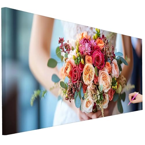 Diamond Painting Erwachsene Blumen Diamond Painting XXL 200x80cm 5D DIY Rosen Diamant Kunst Groß Set Basteln Erwachsene Diamant Malerei Stickerei Kreuzstich Set für Deko Wohnzimmer Geschenke F-98 von Ciooyxee
