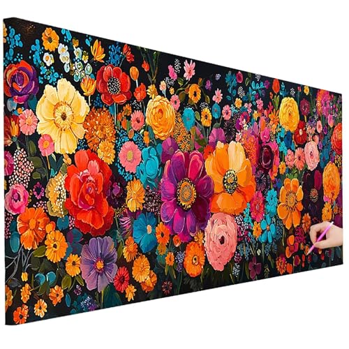 Diamond Painting Erwachsene Blumen Diamond Painting XXL 250x100cm 5D DIY Abstrakt Diamant Kunst Groß Set Basteln Erwachsene Diamant Malerei Stickerei Kreuzstich Set für Deko Wohnzimmer Geschenke F-52 von Ciooyxee