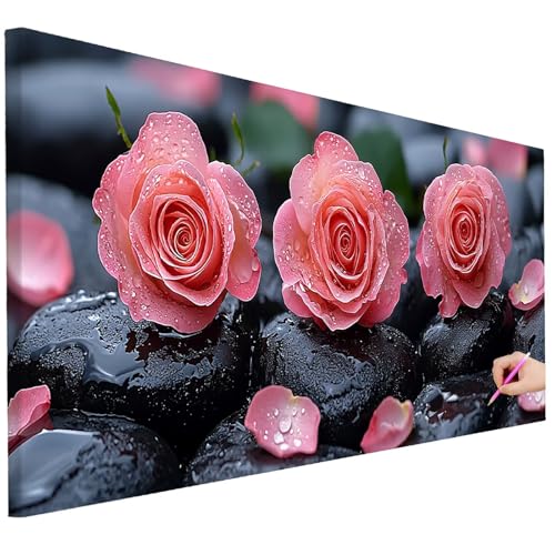 Diamond Painting Erwachsene Blumen Diamond Painting XXL 250x100cm 5D DIY Rosen Diamant Kunst Groß Set Basteln Erwachsene Diamant Malerei Stickerei Kreuzstich Set für Deko Wohnzimmer Geschenke F-40 von Ciooyxee