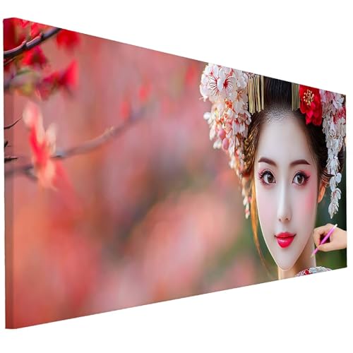 Diamond Painting Erwachsene Japan Diamond Painting XXL 200x80cm DIY Blume Diamant Kunst Groß Set Basteln Erwachsene Diamant Malerei Stickerei Kreuzstich Set Deko Wohnzimmer Geschenke für Frauen F-02 von Ciooyxee