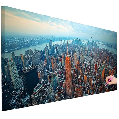 Diamond Painting Erwachsene Landschaft Diamond Painting XXL 100x40cm 5D DIY Stadt Diamant Kunst Groß Set Basteln Erwachsene Diamant Malerei Stickerei Kreuzstich Set für Deko Wohnzimmer Geschenke I-87 von Ciooyxee