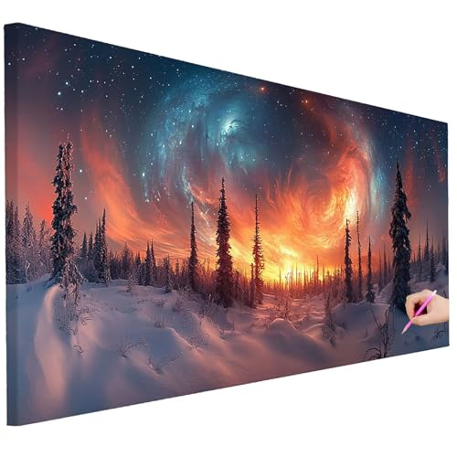 Diamond Painting Erwachsene Landschaft Diamond Painting XXL 200x80cm 5D DIY Aurora Diamant Kunst Groß Set Basteln Erwachsene Diamant Malerei Stickerei Kreuzstich Set für Deko Geschenke für Frauen I-25 von Ciooyxee