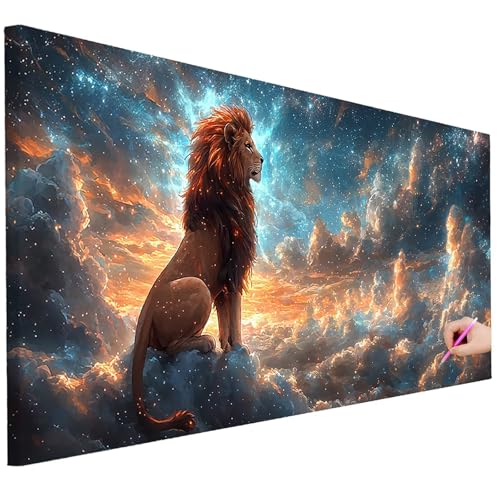 Diamond Painting Erwachsene Löwe Diamond Painting XXL 150x60cm 5D Sternenhimmel Diamant Kunst Groß Set Basteln Erwachsene Diamant Malerei Stickerei Kreuzstich Set für Deko Geschenke für Frauen J-14 von Ciooyxee