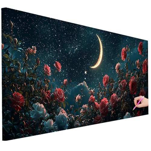 Diamond Painting Erwachsene Mond Diamond Painting XXL 100x40cm DIY Rosen Diamant Kunst Groß Set Basteln Erwachsene Diamant Malerei Stickerei Kreuzstich Set Deko Wohnzimmer Geschenke für Frauen H-84 Diamond Painting Erwachsene Mond Diamond Painting XXL 100x40cm DIY Rosen Diamant Kunst Groß Set Basteln Erwachsene Diamant Malerei Stickerei Kreuzstich Set Deko Wohnzimmer Geschenke für Frauen H-84 von Ciooyxee