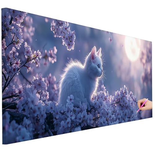 Diamond Painting Erwachsene Mond Diamond Painting XXL 200x80cm DIY Katze Diamant Kunst Groß Set Basteln Erwachsene Diamant Malerei Stickerei Kreuzstich Set Deko Wohnzimmer Geschenke für Frauen I-63 von Ciooyxee