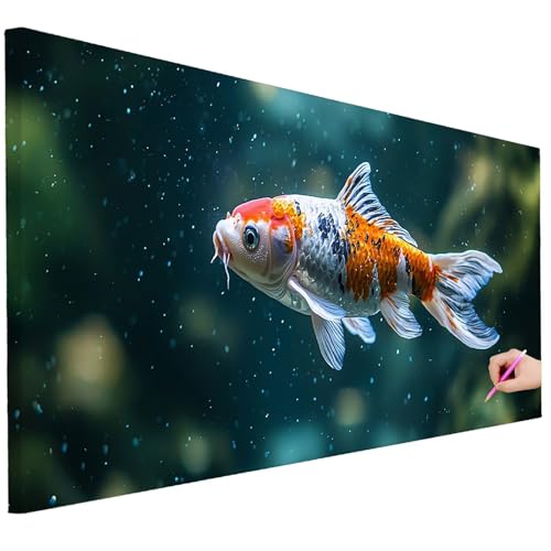 Diamond Painting Erwachsene Tiere Diamond Painting XXL 150x60cm DIY Fisch Diamant Kunst Groß Set Basteln Erwachsene Diamant Malerei Stickerei Kreuzstich Set Deko Wohnzimmer Geschenke für Frauen I-67 von Ciooyxee