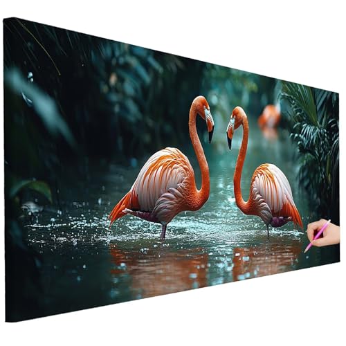 Diamond Painting XXL Groß 100x40cm Diamond Painting Tiere Bilder Set 5D Diamant Kunst Flamingo Bastelset Erwachsene, DIY Full Diamant Malerei Kreativ Set für Erwachsene für Wanddeko Geschenke I-50 von Ciooyxee