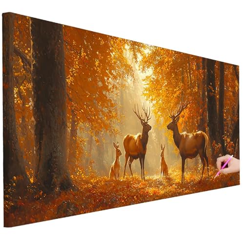 Diamond Painting XXL Groß 130x50cm Diamond Painting Wald Bilder Set Diamant Kunst Reh Bastelset Erwachsene Zimmer Deko, DIY Full Diamant Malerei Kreativ Set für Erwachsene für Wanddeko Geschenke E-96 Diamond Painting XXL Groß 130x50cm Diamond Painting Wald Bilder Set Diamant Kunst Reh Bastelset Erwachsene Zimmer Deko, DIY Full Diamant Malerei Kreativ Set für Erwachsene für Wanddeko Geschenke E-96 von Ciooyxee