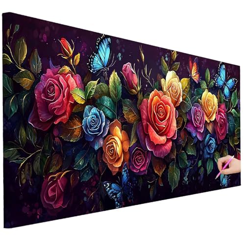 Diamond Painting XXL Groß 200x80cm Diamond Painting Rosen Bilder Set 5D Diamant Kunst Schmetterling Bastelset Erwachsene DIY Full Diamant Malerei Kreativ Set für Erwachsene für Wanddeko Geschenke J-31 Diamond Painting XXL Groß 200x80cm Diamond Painting Rosen Bilder Set 5D Diamant Kunst Schmetterling Bastelset Erwachsene DIY Full Diamant Malerei Kreativ Set für Erwachsene für Wanddeko Geschenke J-31 von Ciooyxee