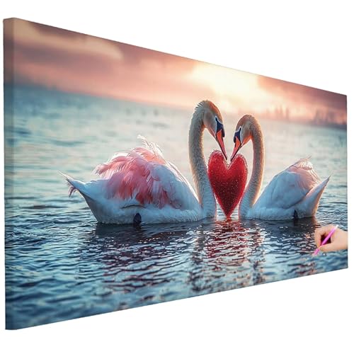 Diamond Painting XXL Groß 250x100cm Diamond Painting Schwan Bilder Set 5D Diamant Kunst Herz Bastelset Erwachsene, DIY Full Diamant Malerei Kreativ Set für Erwachsene für Wanddeko Geschenke I-74 von Ciooyxee