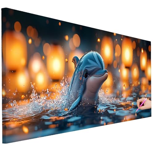 Diamond Painting XXL Groß 80x30cm Diamond Painting Niedlich Bilder Set 5D Diamant Kunst Delphin Bastelset Erwachsene, DIY Full Diamant Malerei Kreativ Set für Erwachsene für Wanddeko Geschenke F-33 Diamond Painting XXL Groß 80x30cm Diamond Painting Niedlich Bilder Set 5D Diamant Kunst Delphin Bastelset Erwachsene, DIY Full Diamant Malerei Kreativ Set für Erwachsene für Wanddeko Geschenke F-33 von Ciooyxee