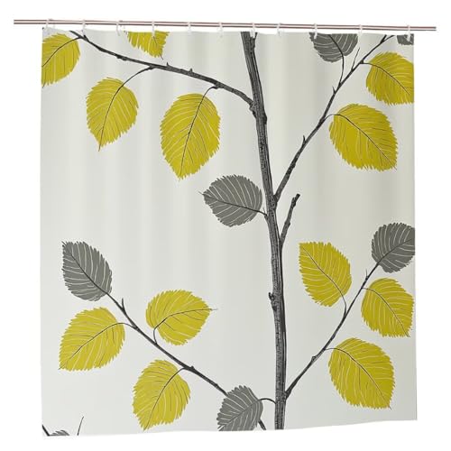Duschvorhang 180x180 Duschvorhang Grau Duschrollo mit Gewicht Duschvorhänge Badewanne Blatt Wasserdicht Polyester Duschrollo Waschbar Duschvorhänge mit 12 Haken für Badezimmer Badewanne Dusche A-45 von Ciooyxee