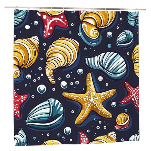 Duschvorhang 180x200 Duschvorhang Marine Duschrollo mit Gewicht Duschvorhänge Badewanne HüLse Wasserdicht Polyester Duschrollo Waschbar Duschvorhänge mit 12 Haken für Badezimmer Badewanne Dusche A-17 von Ciooyxee