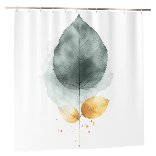 Duschvorhang 180x200 Duschvorhang Weiß Duschrollo mit Gewicht Duschvorhänge Badewanne Blatt Wasserdicht Polyester Duschrollo Waschbar Duschvorhänge mit 12 Haken für Badezimmer Badewanne Dusche A-67 von Ciooyxee