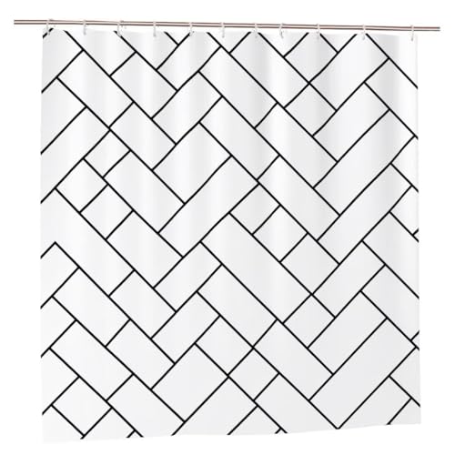 Duschvorhang 180x220 Duschvorhang Funky Duschrollo mit Gewicht Duschvorhänge Badewanne Geometrie Wasserdicht Polyester Duschrollo Waschbar Duschvorhänge mit 12 Haken für Badezimmer Badewanne A-39 von Ciooyxee