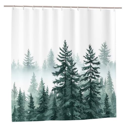 Duschvorhang 200x200 Duschvorhang Dschungel Duschrollo mit Gewicht Duschvorhänge Badewanne Weiß Wasserdicht Polyester Duschrollo Waschbar Duschvorhänge mit 12 Haken für Badezimmer Badewanne A-35 von Ciooyxee