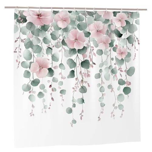 Duschvorhang 240x200 Duschvorhang Blumen Duschrollo mit Gewicht Duschvorhänge Badewanne Einfach Wasserdicht Polyester Duschrollo Waschbar Duschvorhänge mit 12 Haken für Badezimmer Badewanne A-13 von Ciooyxee
