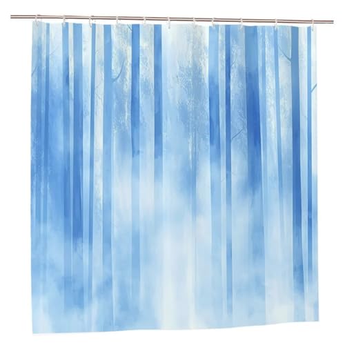 Duschvorhang Blau Duschvorhang 180x180 Duschrollo Einfach Duschvorhänge mit Gewicht Wasserdicht Shower Curtains Waschbar Polyester Duschvorhänge mit 12 Haken Badezimmer Deko Geschenke für Frauen A-42 von Ciooyxee