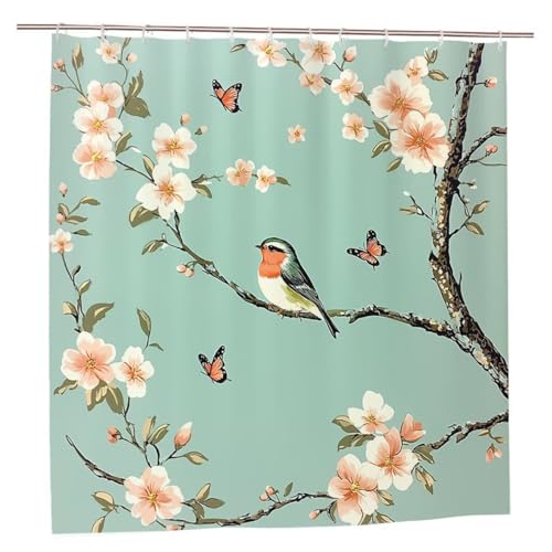 Duschvorhang Blumen Duschvorhang 180x180 Duschrollo Ländlich Duschvorhänge mit Gewicht Wasserdicht Shower Curtains Waschbar Polyester Stoff Duschvorhänge mit 12 Haken Deko Geschenke für Frauen C-88 von Ciooyxee