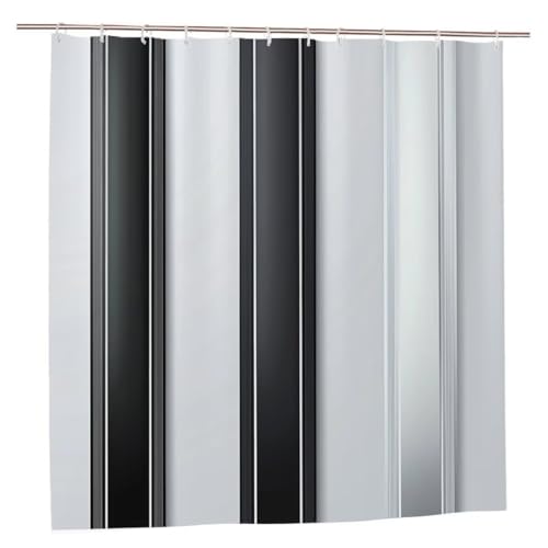 Duschvorhang Grau Duschvorhang 180x200 Duschrollo Gestreift Duschvorhänge mit Gewicht Wasserdicht Shower Curtains Waschbar Polyester Stoff Duschvorhänge mit 12 Haken Deko Geschenke für Frauen A-12 von Ciooyxee