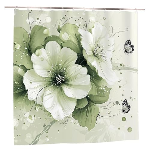 Duschvorhang Grün Duschvorhang 200x200 Duschrollo Blumen Duschvorhänge mit Gewicht Wasserdicht Shower Curtains Waschbar Polyester Duschvorhänge mit 12 Haken Badezimmer Deko Geschenke für Frauen B-35 Duschvorhang Grün Duschvorhang 200x200 Duschrollo Blumen Duschvorhänge mit Gewicht Wasserdicht Shower Curtains Waschbar Polyester Duschvorhänge mit 12 Haken Badezimmer Deko Geschenke für Frauen B-35 von Ciooyxee