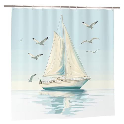 Duschvorhang Maritim Duschvorhang 180x220 Duschrollo MöWe Duschvorhänge mit Gewicht Wasserdicht Shower Curtains Waschbar Polyester Duschvorhänge mit 12 Haken Badezimmer Deko Geschenke für Frauen B-23 Duschvorhang Maritim Duschvorhang 180x220 Duschrollo MöWe Duschvorhänge mit Gewicht Wasserdicht Shower Curtains Waschbar Polyester Duschvorhänge mit 12 Haken Badezimmer Deko Geschenke für Frauen B-23 von Ciooyxee