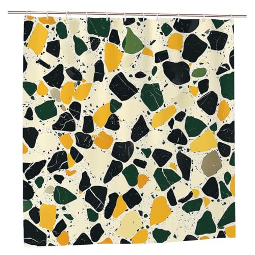 Duschvorhang Retro Duschvorhang 180x200 Duschrollo Marmor Duschvorhänge mit Gewicht Wasserdicht Shower Curtains Waschbar Polyester Duschvorhänge mit 12 Haken Badezimmer Deko Geschenke für Frauen A-60 von Ciooyxee