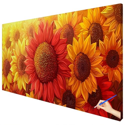 Malen Nach Zahlen Erwachsene Blumen 100x40cm XXL Malen Nach Zahlen Kinder ab 10 DIY Set Erwachsene Anfänger Paint by Numbers Herbst Handgemalt Ölgemälde Leinwand Kit für Geschenke Herbstdeko D-12 von Ciooyxee
