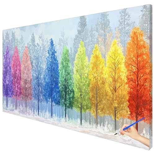 Malen Nach Zahlen Erwachsene Groß 100x40cm Malen Nach Zahlen Baum Basteln Erwachsene Abstrakt Paint by Numbers Adult Kit DIY Acrylfarbe Ölgemälde Set für Anfänger, Geschenke für Frauen Deko E-38 von Ciooyxee