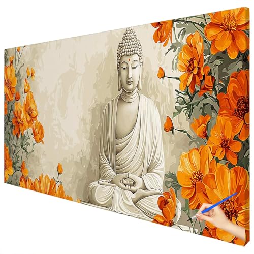 Malen Nach Zahlen Erwachsene Groß 100x40cm Malen Nach Zahlen Blumen Basteln Erwachsene Retro Paint by Numbers Adult Kit DIY Acrylfarbe Ölgemälde Set für Anfänger, Geschenke für Frauen Deko D-23 von Ciooyxee