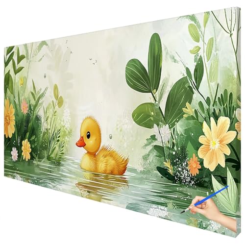 Malen Nach Zahlen Erwachsene Groß 100x40cm Malen Nach Zahlen Pflanzen Basteln Erwachsene Ente Paint by Numbers Adult Kit DIY Acrylfarbe Ölgemälde Set für Anfänger, Geschenke für Frauen Deko E-18 von Ciooyxee