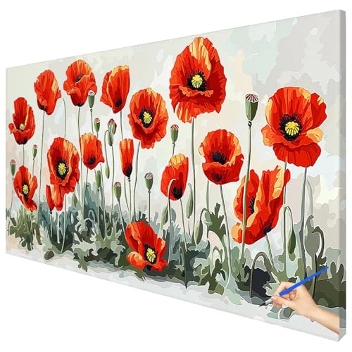 Malen Nach Zahlen Erwachsene Groß 120x50cm Malen Nach Zahlen Blumen Basteln Erwachsene Pflanzen Paint by Numbers Adult Kit DIY Acrylfarbe Ölgemälde Set für Anfänger, Geschenke für Frauen Deko E-48 von Ciooyxee