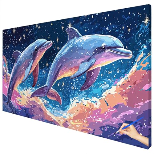 Malen Nach Zahlen Erwachsene Groß 150x60cm Malen Nach Zahlen Delphin Basteln Erwachsene Tiere Paint by Numbers Adult Kit DIY Acrylfarbe Ölgemälde Set für Anfänger, Geschenke für Frauen Deko D-07 Malen Nach Zahlen Erwachsene Groß 150x60cm Malen Nach Zahlen Delphin Basteln Erwachsene Tiere Paint by Numbers Adult Kit DIY Acrylfarbe Ölgemälde Set für Anfänger, Geschenke für Frauen Deko D-07 von Ciooyxee