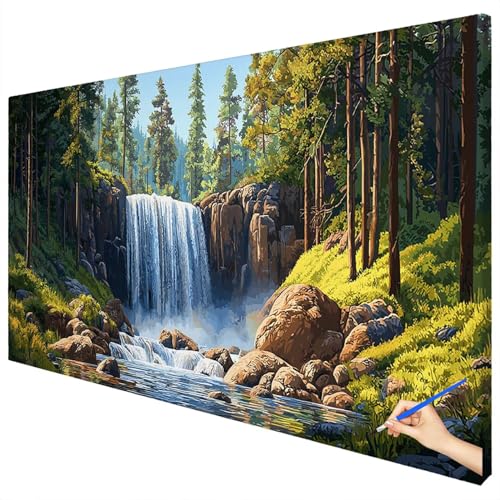 Malen Nach Zahlen Erwachsene Groß 150x60cm Malen Nach Zahlen Wald Basteln Erwachsene Natur Paint by Numbers Adult Kit DIY Acrylfarbe Ölgemälde Set für Anfänger, Geschenke für Frauen Herbst Deko E-14 von Ciooyxee