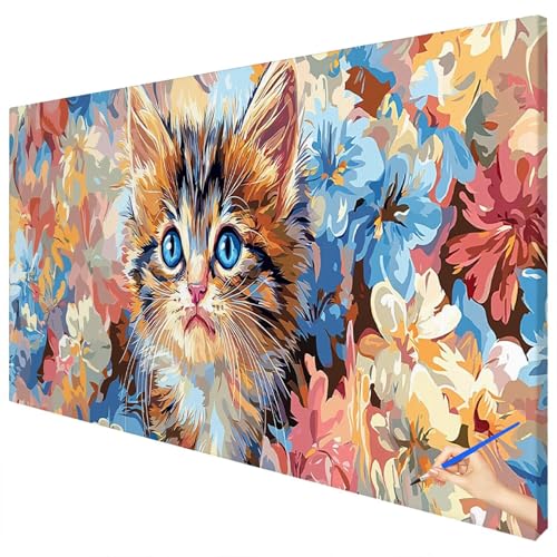 Malen Nach Zahlen Erwachsene Groß 180x70cm Malen Nach Zahlen Katze Basteln Erwachsene Blumen Paint by Numbers Adult Kit DIY Acrylfarbe Ölgemälde Set für Anfänger, Geschenke für Frauen Deko E-08 von Ciooyxee
