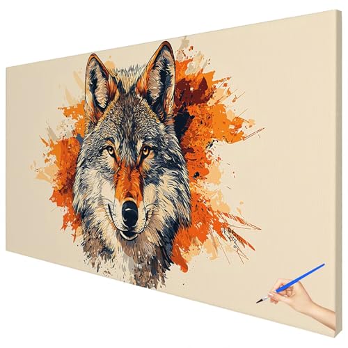Malen Nach Zahlen Erwachsene Wolf 150x60cm XXL Malen Nach Zahlen Kinder ab 10 DIY Set Erwachsene Anfänger Paint by Numbers Retro Handgemalt Ölgemälde Leinwand Kit Geschenke für Frauen Herbstdeko C-91 Malen Nach Zahlen Erwachsene Wolf 150x60cm XXL Malen Nach Zahlen Kinder ab 10 DIY Set Erwachsene Anfänger Paint by Numbers Retro Handgemalt Ölgemälde Leinwand Kit Geschenke für Frauen Herbstdeko C-91 von Ciooyxee